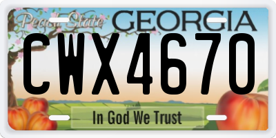 GA license plate CWX4670