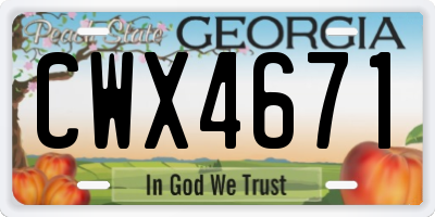 GA license plate CWX4671