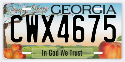 GA license plate CWX4675