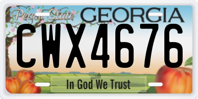 GA license plate CWX4676