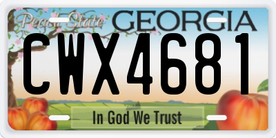 GA license plate CWX4681