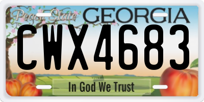 GA license plate CWX4683