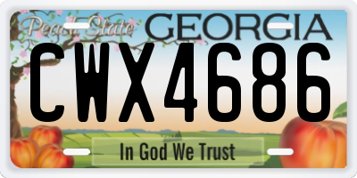 GA license plate CWX4686