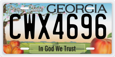 GA license plate CWX4696
