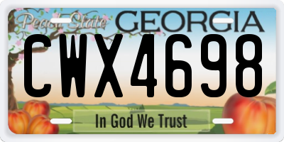 GA license plate CWX4698