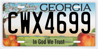 GA license plate CWX4699
