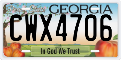 GA license plate CWX4706