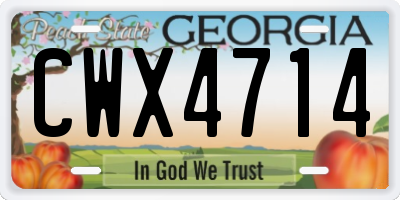 GA license plate CWX4714