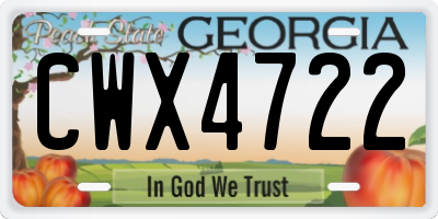 GA license plate CWX4722
