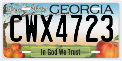 GA license plate CWX4723