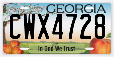 GA license plate CWX4728