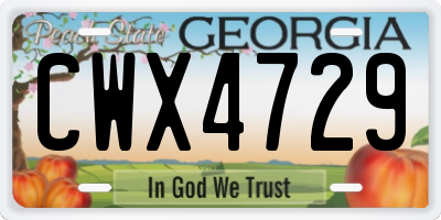 GA license plate CWX4729