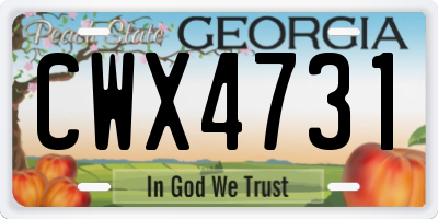 GA license plate CWX4731
