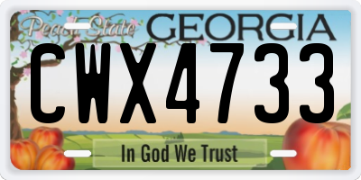 GA license plate CWX4733