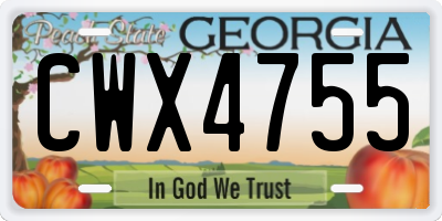 GA license plate CWX4755