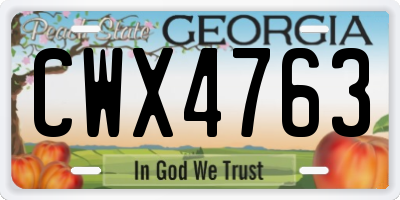 GA license plate CWX4763