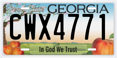 GA license plate CWX4771