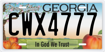 GA license plate CWX4777