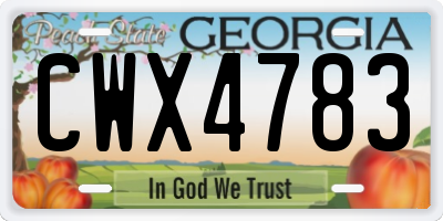 GA license plate CWX4783