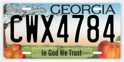 GA license plate CWX4784