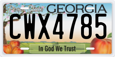 GA license plate CWX4785