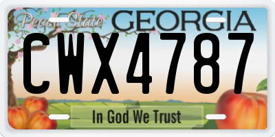 GA license plate CWX4787