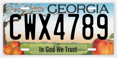 GA license plate CWX4789