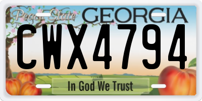 GA license plate CWX4794