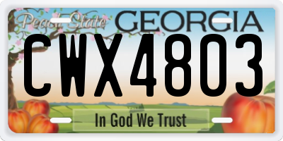 GA license plate CWX4803