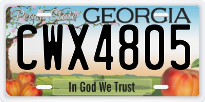 GA license plate CWX4805