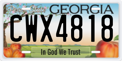 GA license plate CWX4818