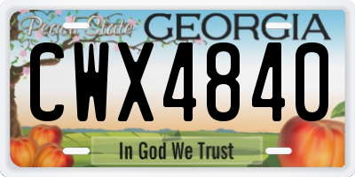 GA license plate CWX4840