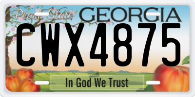 GA license plate CWX4875