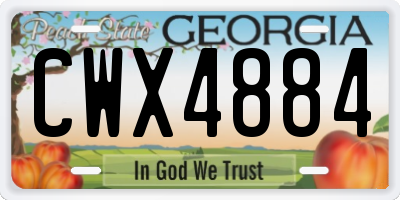 GA license plate CWX4884