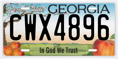 GA license plate CWX4896