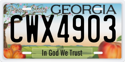 GA license plate CWX4903