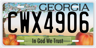 GA license plate CWX4906