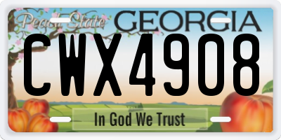 GA license plate CWX4908