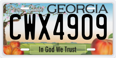 GA license plate CWX4909