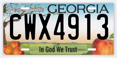 GA license plate CWX4913
