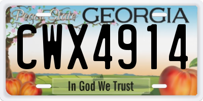 GA license plate CWX4914
