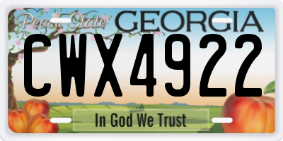 GA license plate CWX4922
