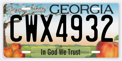 GA license plate CWX4932
