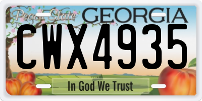 GA license plate CWX4935
