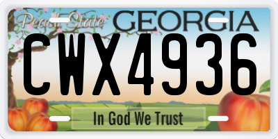 GA license plate CWX4936