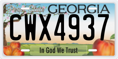 GA license plate CWX4937