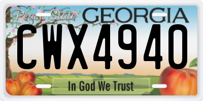 GA license plate CWX4940