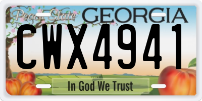 GA license plate CWX4941