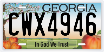 GA license plate CWX4946