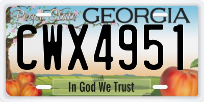 GA license plate CWX4951